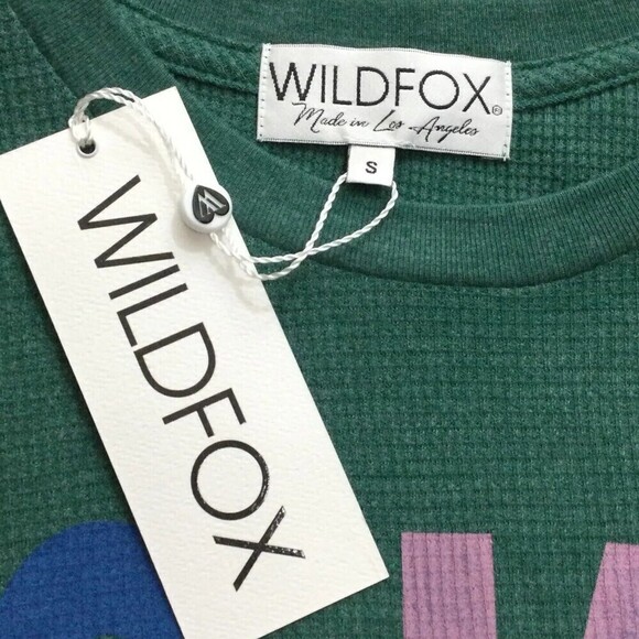 Wildfox Womens SKi Naked Short Sleeve Knit Shirt Top Green S NWT - Picture 5 of 7